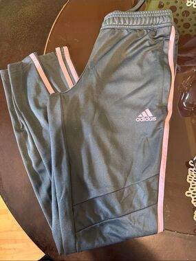adidas Black Track Pants with Pink Trim
